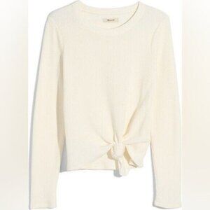Madewell BNWOT long sleeve ivory "elmwood" front knot top women sz Medium